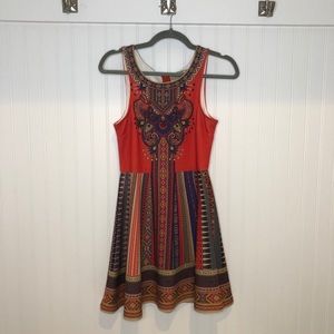 Red Aztec design fashion dress